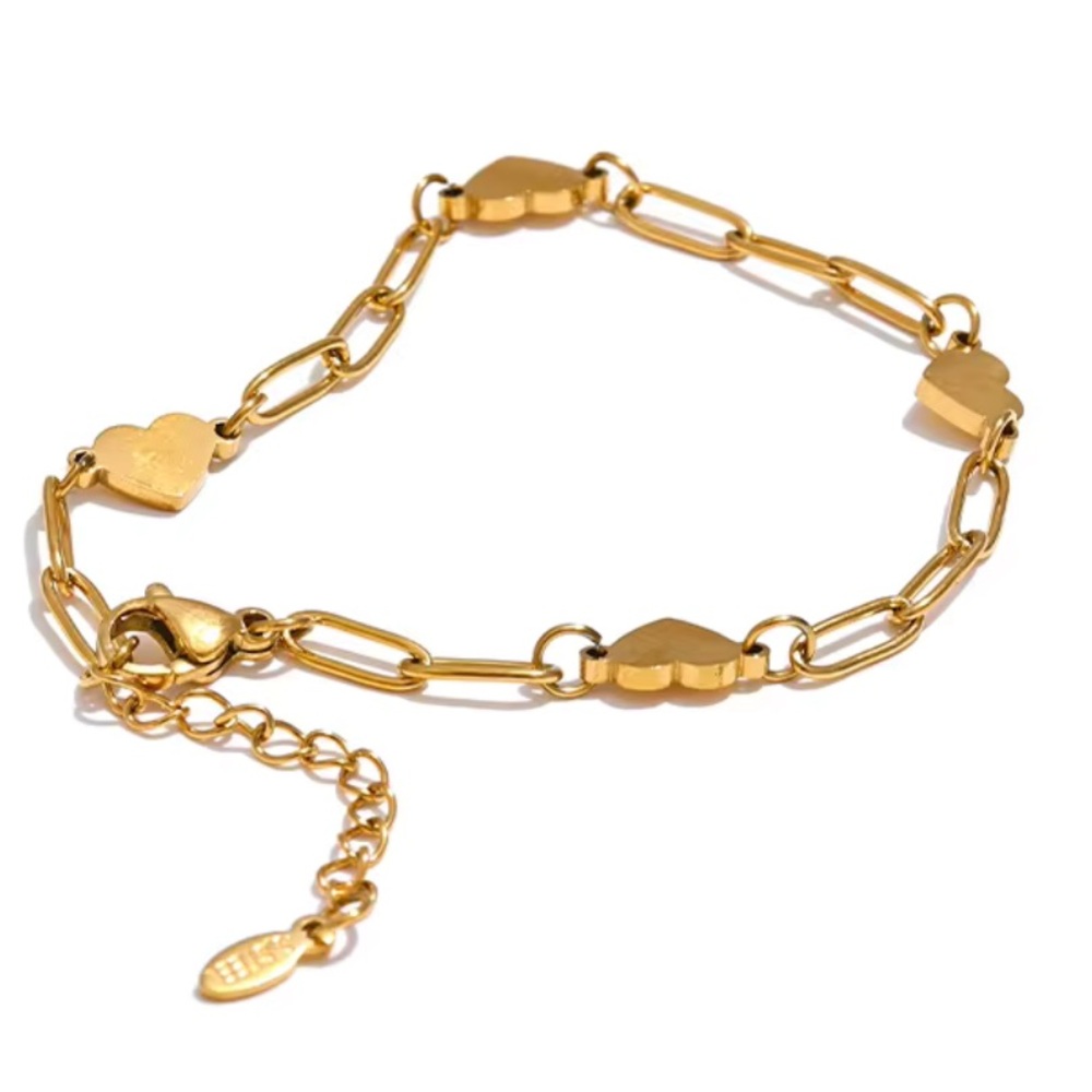 ◾️18K Gold Plated Heart Chain Bracelet